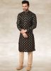 Readymade Printed Kurta Pajama In Black