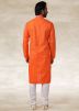 Readymade Orange Cotton Kurta With Pajama