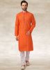 Readymade Orange Cotton Kurta With Pajama