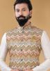 Off White Silk Kurta Churidar With Jacket