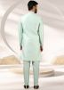 Green Kurta Pajama With Attached Printed Jacket