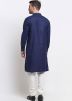 Blue Readymade Cotton Kurta With Churidaar