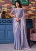 Purple Stone Work Saree In Satin