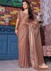 Brown Stone Work Saree In Satin