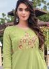 Readymade Green Embroidered Flared Kurta