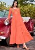 Orange Flared Style Embroidered Kurta