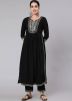 Readymade Black Embroidered Kurta Set