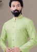 Green Woven Buttoned Front Kurta Pajama