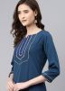 Blue Readymade Kurta Set In Rayon