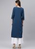 Blue Readymade Kurta Set In Rayon
