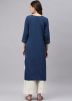 Blue Rayon Laced Readymade Kurta