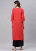 Readymade Red Laced Kurta In Rayon