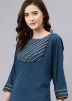 Blue Laced Kurta In Rayon