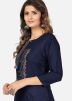 Navy Blue Embroidered Kurta