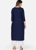 Navy Blue Embroidered Kurta