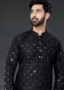 Black Readymade Mirror Work Kurta & Pajama