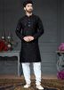 Black Readymade Mirror Work Kurta & Pajama