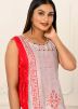 Readymade Red & White Printed Twin Layared Kurta