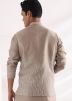 Beige Thread Embroidered Linen Nehru Jacket