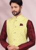 Maroon Readymade Kurta Pajama & Printed Jacket