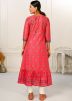 Red jacket Style Printed Cotton Kurta