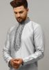 Grey Thread Embroidered Readymade Kurta Pajama
