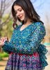Blue Digital Printed Chanderi Dress