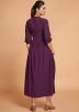 Purple Readymade Flared Kurta In Georgette