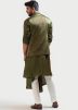 Green Draped Kurta Pajama & Nehru Jacket