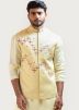 Yellow Thread Embroidered Nehru Jacket