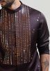 Brown Mirror Embroidered Nehru Jacket