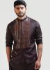Brown Mirror Embroidered Nehru Jacket