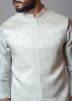 Off-White Linen Embroidered Nehru Jacket