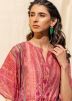 Pink Readymade Printed Kaftan in Silk