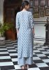 Grey Printed Kurta Set In Cotton