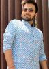 Blue Printed Readymade Kurta Pajama Set