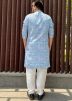 Blue Printed Readymade Kurta Pajama Set