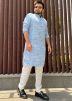 Blue Printed Readymade Kurta Pajama Set