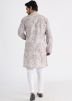 Off White Printed Mens Kurta Pajama Set