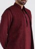 Maroon Handwork Embroidered Nehru Jacket