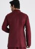 Maroon Handwork Embroidered Nehru Jacket