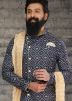 Blue Printed Indowestern Sherwani