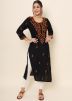Black Thread Embroidered Readymade Kurti In Rayon