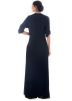 Dark Blue Crape Front Slit Long Dress