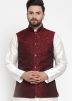 Readymade Maroon Cotton Nehru Jacket