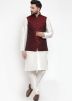 Readymade Maroon Cotton Nehru Jacket