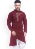 Maroon Embroidered Mens Kurta