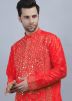 Red Mirror Work Kurta Pajama