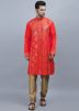 Red Mirror Work Kurta Pajama