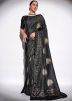 Black Foil Print Georgette Saree